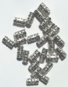 25 9x5mm Antique Silver Patterned Metal Tube Beads